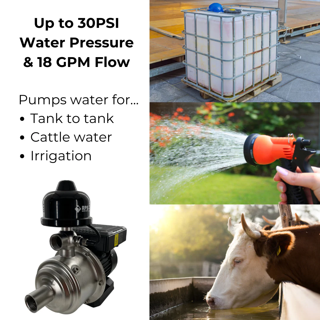 1/2 HP 110V/120V/220V Eco-Steady Continuous Pressure Booster | Garden Irrigation Water Pump for Drip and Soaker Hose | Tank Water | Shallow Well Pump - Image 9