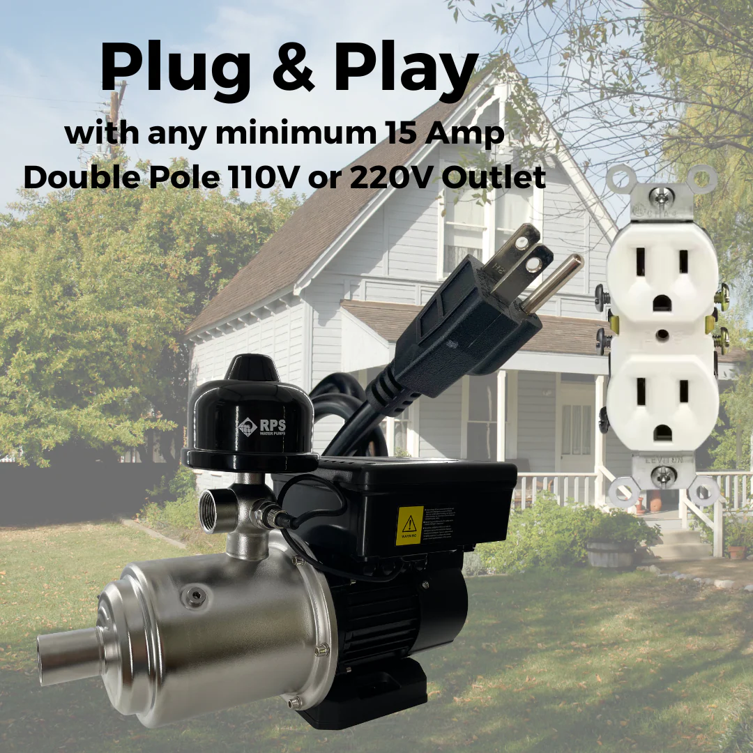 1HP 110V/120V/220V Eco-Steady Continuous Pressure Booster Pump Up to 55PSI | Pressurized Irrigation Pump for Drip & Sprinkler | Full Home Residential & RV Water Pump | Shallow Well Jet Pump - Image 8