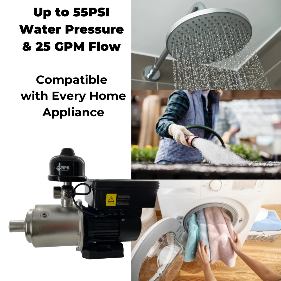 1HP 110V/120V/220V Eco-Steady Continuous Pressure Booster Pump Up to 55PSI | Pressurized Irrigation Pump for Drip & Sprinkler | Full Home Residential & RV Water Pump | Shallow Well Jet Pump - Image 9