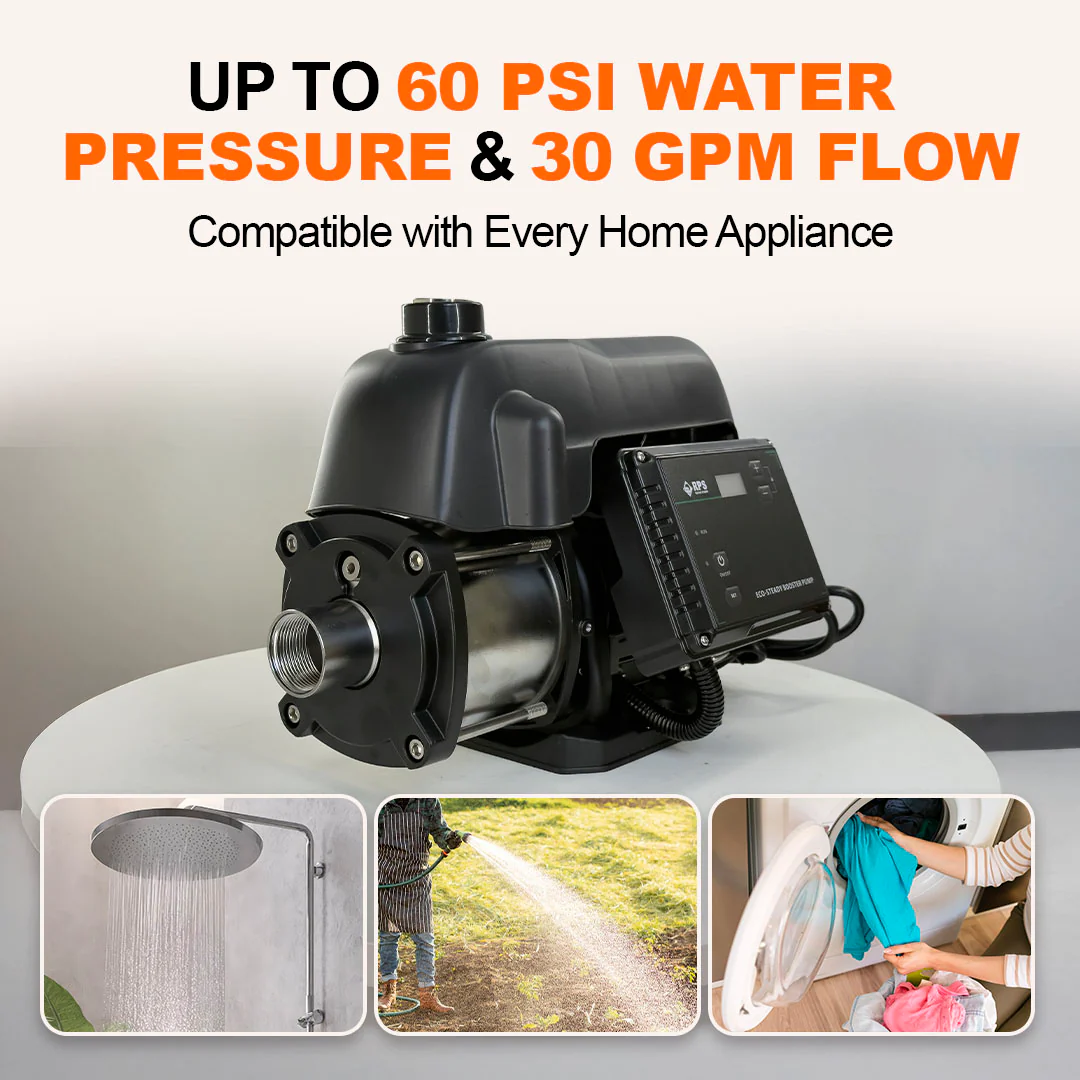 2HP 220V Eco-Steady Continuous Pressure Booster Pump | High Pressure Sprinkler Irrigation Pump | Full Home Residential & RV Water Pump | Shallow Well Jet Pump - Image 6