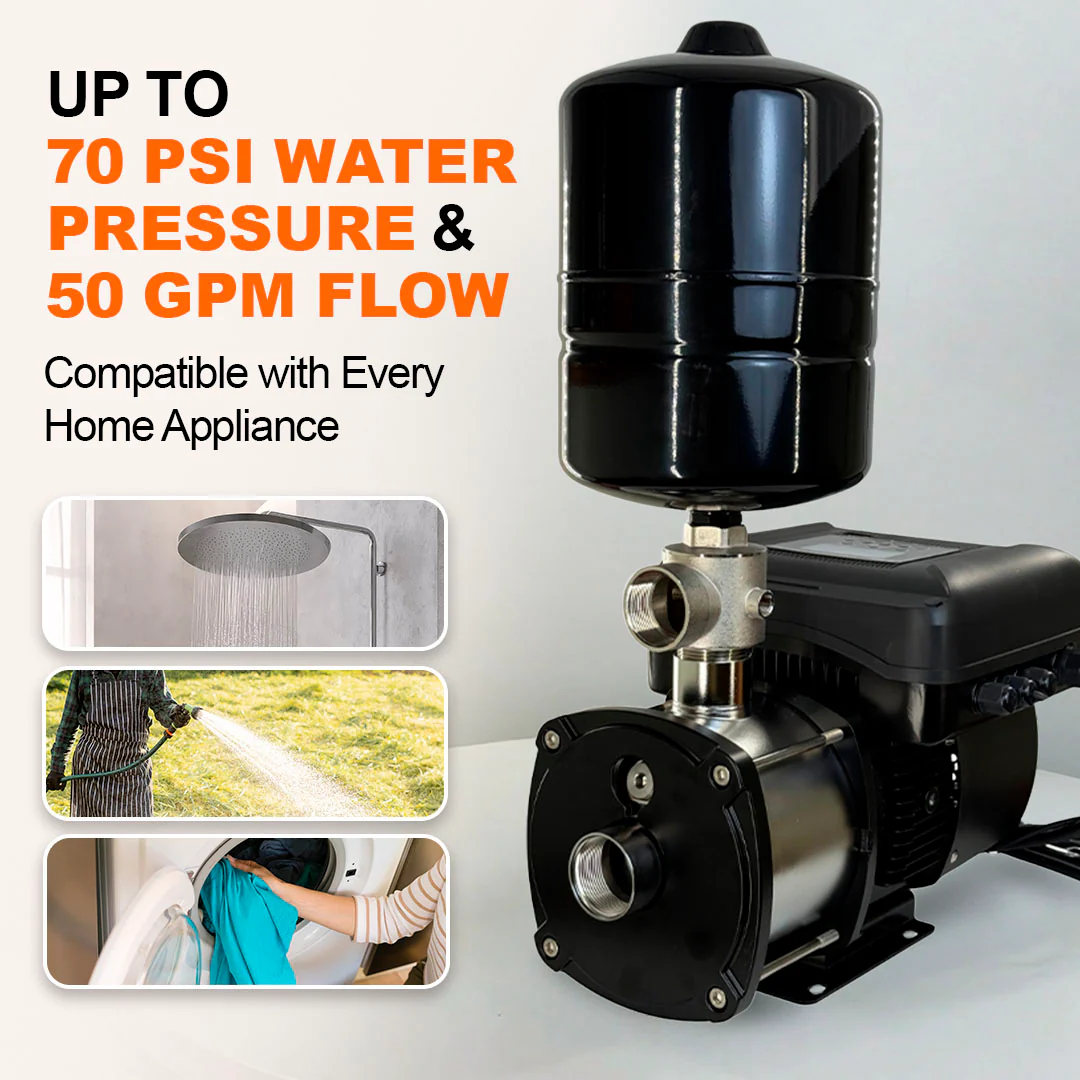 3HP 220V Eco-Steady Continuous Pressure Water Booster Pump | High Pressure Sprinkler Irrigation Pump | Full Home Residential & RV Booster Pump | Shallow Well Jet Pump - Image 6