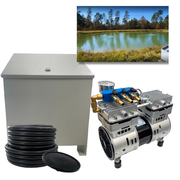 PondPride Pond + Lake Aerator Complete Kit with Weighted Diffuser Air Stone & 110V Compressor | DIY Pond Health Technology